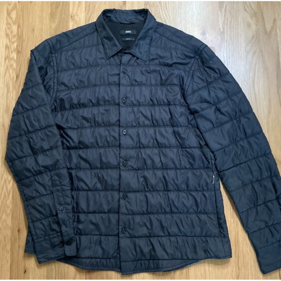 Hugo Boss Other - BOSS Hugo Boss Russell Quilted Shirt Jacket Mens XL Black Slim Fit Insulated